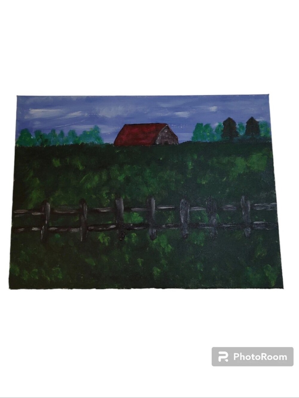 Hand Painted Canvas Barn Field Farmhouse 15x11 Painting Rural Wall Art Decor